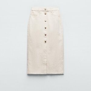Zara Cream Button-Front Pencil Skirt